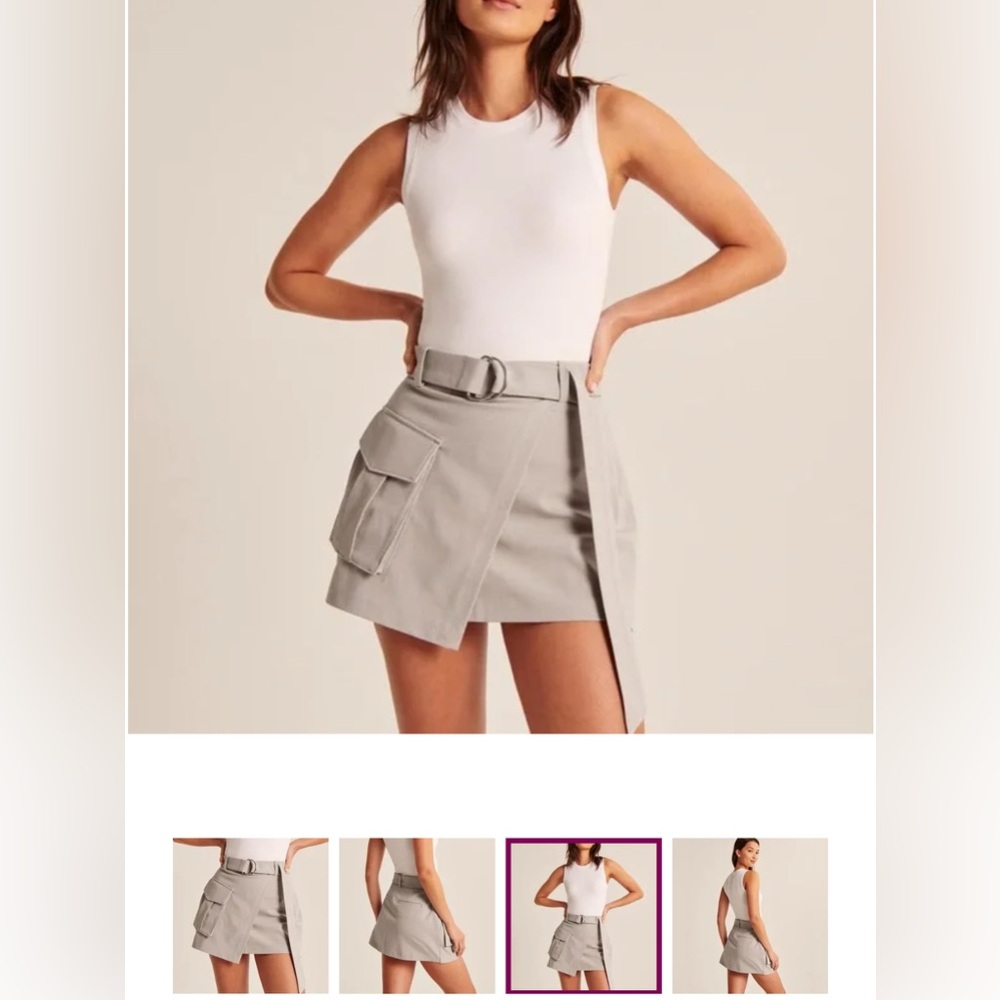 ABERCROMBIE White Tank Top and Gray Skirt with Belt